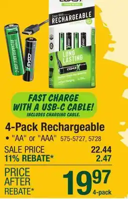 Menards 4-Pack Rechargeable offer