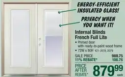 Menards Internal Blinds French Full Lite offer