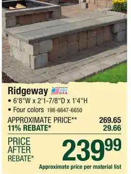 Menards Ridgeway offer