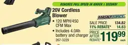 Menards MASTER FORCE 20V Cordless Blower offer