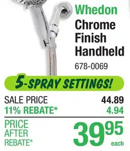 Menards Whedon Chrome Finish Handheld offer