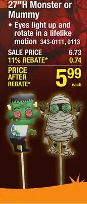 Menards 27H Monster or Mummy offer