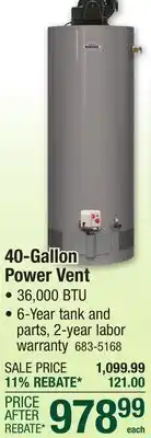 Menards 40-Gallon Power Vent offer
