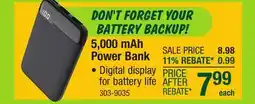 Menards 5,000 mAh Power Bank offer