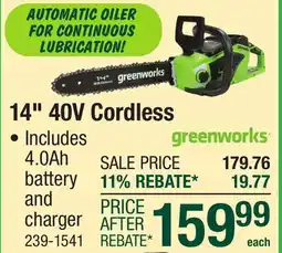Menards 14 40V Cordless offer