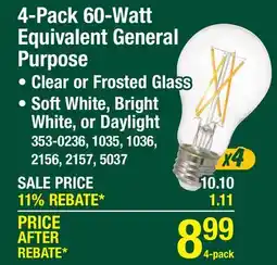 Menards 4-Pack 60-Watt Equivalent General Purpose offer