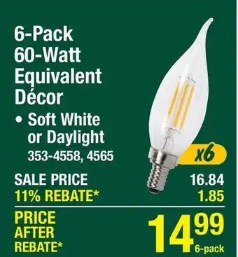 Menards TruWave 6-Pack 60-Watt Equivalent Décor offer