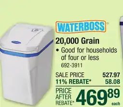 Menards Waterboss 20,000 Grain offer