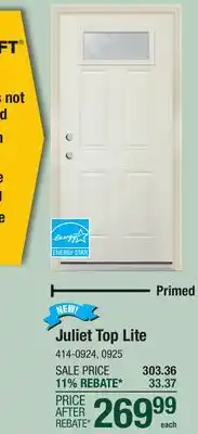 Menards Juliet Top Lite offer