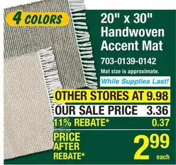Menards 20 x 30 Handwoven Accent Mat offer