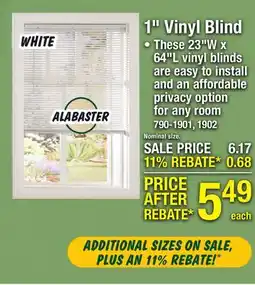Menards 1 Vinyl Blind offer
