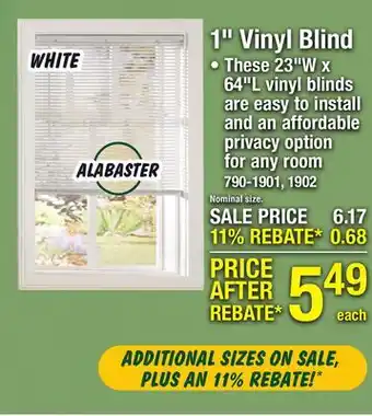 Menards 1 Vinyl Blind offer