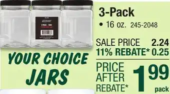 Menards 3-Pack YOUR CHOICE JARS offer