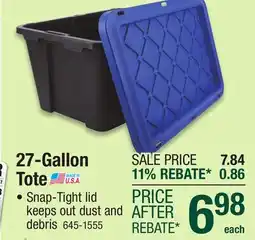 Menards 27-Gallon Tote offer