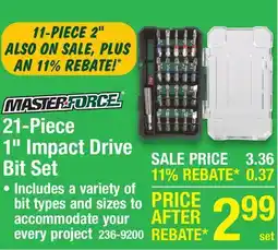 Menards Masterforce 21-Piece 1 Impact Drive Bit Set offer