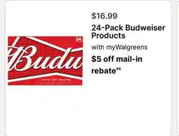 Walgreens 24-Pack Budweiser Products offer