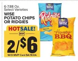 Food Lion Wise Potato Chips or Ridgies offer