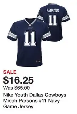 Dick's Sporting Goods Nike Youth Dallas Cowboys Micah Parsons #11 Navy Game Jersey offer