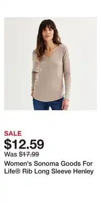 Kohl's Women's Sonoma Goods For Life Rib Long Sleeve Henley offer