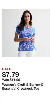 Kohl's Women's Croft & Barrow Essential Crewneck Tee offer