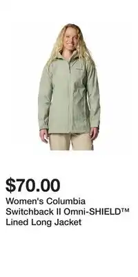 Kohl's Women's Columbia Switchback II Omni-SHIELD Lined Long Jacket offer