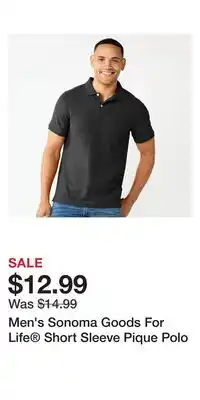 Kohl's Men's Sonoma Goods For Life Short Sleeve Pique Polo offer