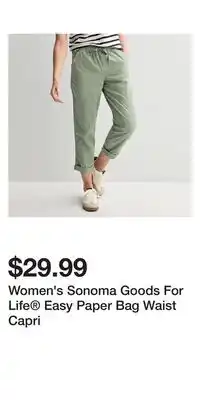 Kohl's Women's Sonoma Goods For Life Easy Paper Bag Waist Capri offer