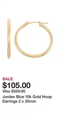 Kohl's Jordan Blue 10k Gold Hoop Earrings 2 x 20mm offer