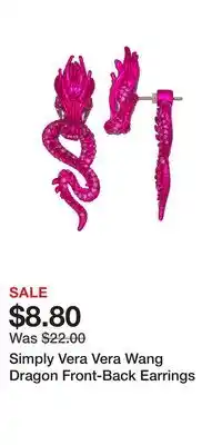 Kohl's Simply Vera Vera Wang Dragon Front-Back Earrings offer