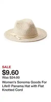 Kohl's Women's Sonoma Goods For Life Panama Hat with Flat Knotted Cord offer