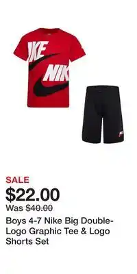 Kohl's Boys 4-7 Nike Big Double-Logo Graphic Tee & Logo Shorts Set offer