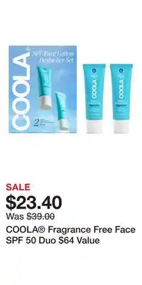 Nordstrom COOLA Fragrance Free Face SPF 50 Duo $64 Value offer