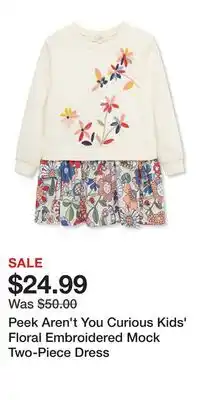 Nordstrom Peek Aren't You Curious Kids' Floral Embroidered Mock Two-Piece Dress offer