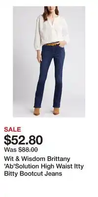 Nordstrom Wit & Wisdom Brittany 'Ab'Solution High Waist Itty Bitty Bootcut Jeans offer