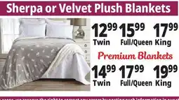 Ocean State Job Lot Sherpa or Velvet Plush Blankets offer