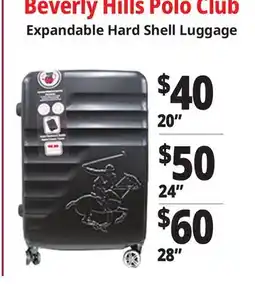 Ocean State Job Lot Beverly Hills Polo Club Expandable Hard Shell Luggage offer