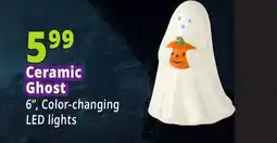 Ocean State Job Lot Ghost Holding Pumpkin LED Ceramic offer