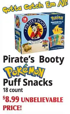 Ocean State Job Lot Pirate's Booty Pokémon Puff Snacks offer