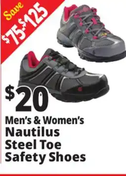 Ocean State Job Lot Men's & Women's Nautilus Steel Toe Safety Shoes offer