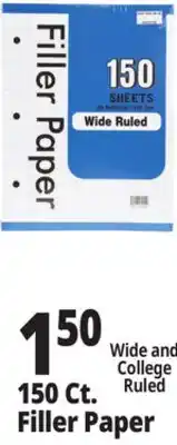 Ocean State Job Lot Wide Ruled Filler Paper 150 Sheets offer