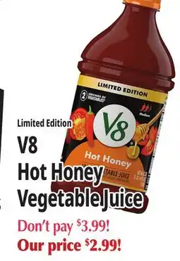 Ocean State Job Lot V8 Hot Honey Vegetable Juice offer