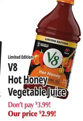 Ocean State Job Lot V8 Hot Honey Vegetable Juice offer
