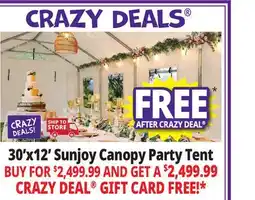 Ocean State Job Lot Sunjoy 30' x 12' Outdoor Canopy Party Tent White offer