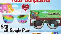Ocean State Job Lot Kids' Sunglasses Single Pair offer