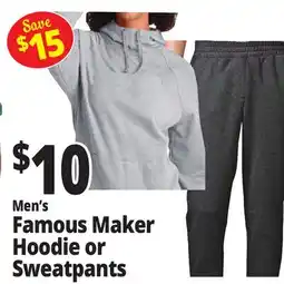 Ocean State Job Lot Men's Famous Maker Hoodie or Sweatpants offer
