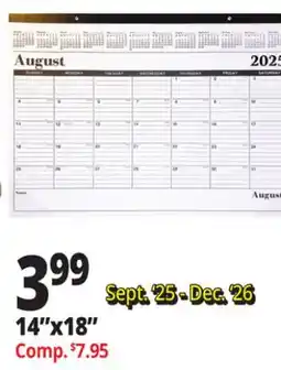 Ocean State Job Lot 2025-2026 Premiere 17 Month Desk Calendar 18 offer