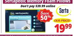 Ocean State Job Lot Sertapedic Cooling Pillow offer