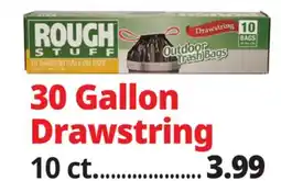 Ocean State Job Lot Rough Stuff 30 Gal Outdoor Trash Bags with Drawstring 10 ct offer