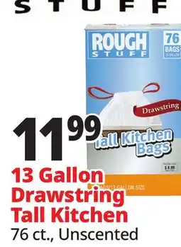 Ocean State Job Lot Rough Stuff 13 Gal Tall Kitchen Trash Bags with Drawstring 76 Count offer
