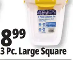 Ocean State Job Lot Think Fresh Large Square Food Storage Container Set 3 Piece offer